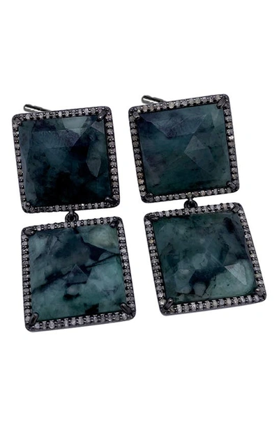 Shop Adornia Fine Sterling Silver Emerald & Diamond Halo Drop Earrings In Green