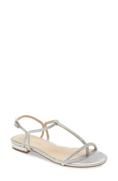 Shop Pelle Moda Barber T-strap Sandal In Silver Metallic Suede