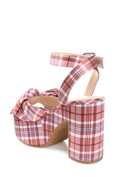 Journee Collection Zenni Bow Platform Sandal In Plaid