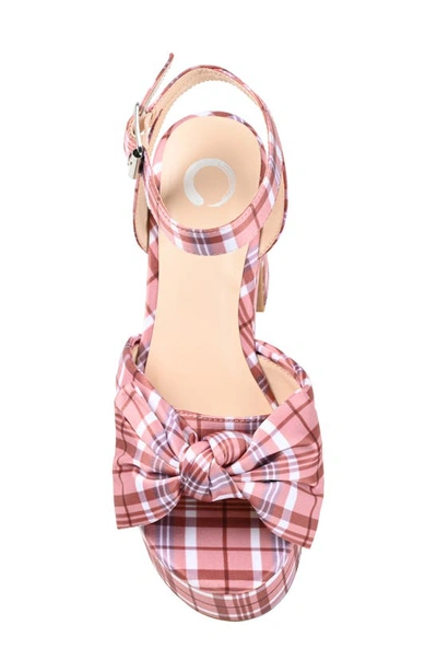 Journee Collection Zenni Bow Platform Sandal In Plaid