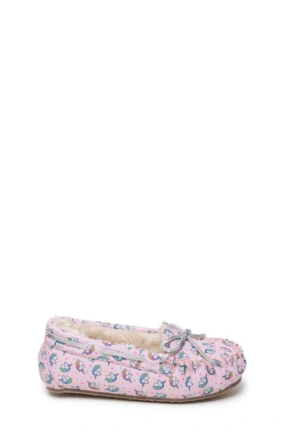 Shop Minnetonka Unicorn Faux Fur Lined Driving Shoe In Pink Unicorn