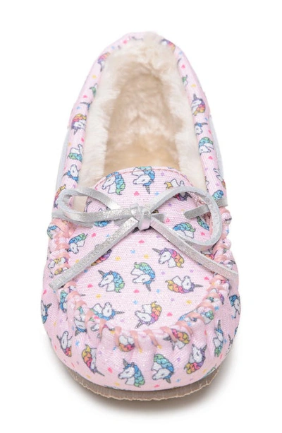 Minnetonka Unicorn Faux Fur Lined Moccasin In Pink Unicorn