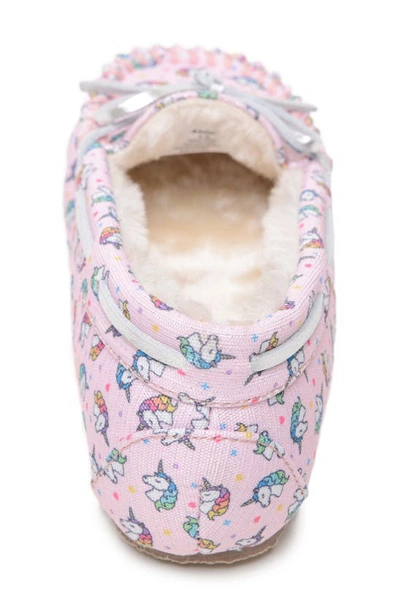 Minnetonka Unicorn Faux Fur Lined Moccasin In Pink Unicorn