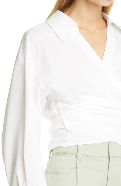 Shop Vince Tie Back Wrap Blouse In Optic White