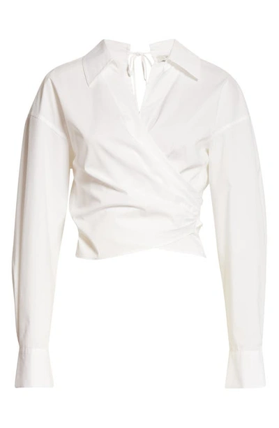 Shop Vince Tie Back Wrap Blouse In Optic White
