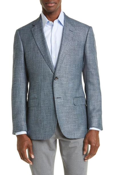 Shop Emporio Armani G Line Solid Sport Coat In Solid Medium Blue