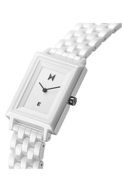 Shop Mvmt Signature Square Ceramic Bracelet Watch, 26mm In White