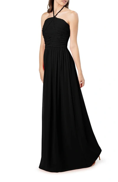 Shop Dress The Population Aura Halter Neck Gown In Black