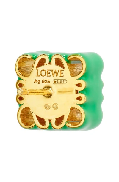 Shop Loewe Anagram Stud Earrings In Bright Green