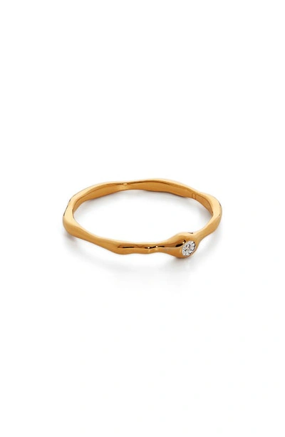 Shop Monica Vinader Siren Mini Diamond Stacking Ring In 18ct Gold On Sterling S