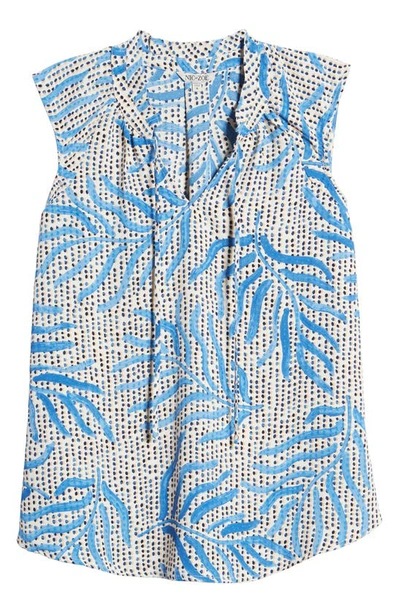 Nic + Zoe Petite Palm Dot Brushstroke-print Tank In Blue Multi