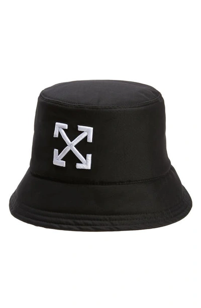 Shop Off-white Arrow Embroidered Bucket Hat In Black/ White