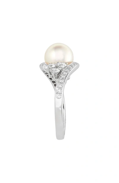 Shop Mikimoto Classic Pearl & Diamond Ring In 18kw