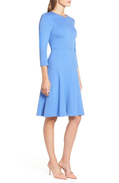 Eliza J Seamed Fit & Flare Dress In Blue