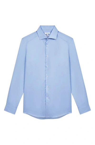 Shop Reiss Remote Slim Fit Cotton Button-up Shirt In Mid Blue