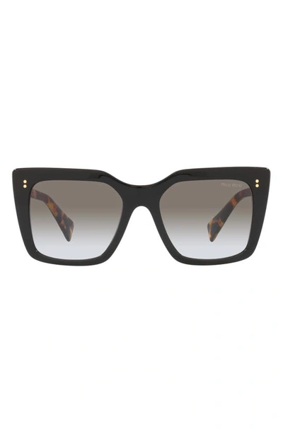 Shop Miu Miu 53mm Square Sunglasses In Black / Grey Gradient