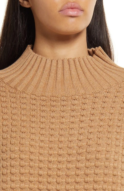 Shop French Connection Mozart Popcorn Cotton Sweater In Camel Melange