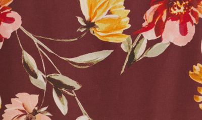 Shop Julia Jordan Floral Print Pleated Long Sleeve A-line Dress In Brown Multi