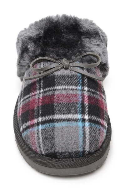 Shop Minnetonka Flurry Scuff Faux Fur Slipper In Grey Autumn Plaid
