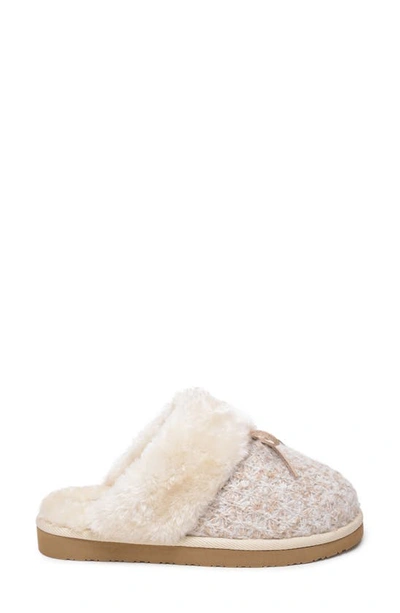 Shop Minnetonka Flurry Scuff Faux Fur Slipper In Cream Plaid