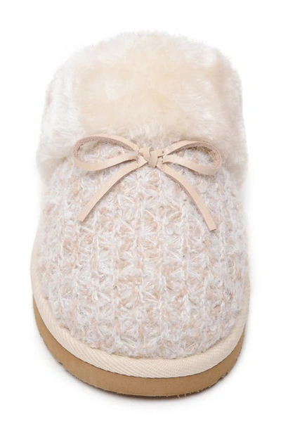 Shop Minnetonka Flurry Scuff Faux Fur Slipper In Cream Plaid