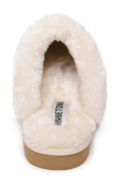 Shop Minnetonka Flurry Scuff Faux Fur Slipper In Cream Plaid