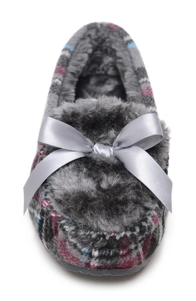 Shop Minnetonka Cosi Faux Shearling Slipper In Grey Autumn Plaid