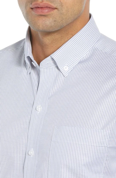 Cutter & Buck Classic Fit Stripe Stretch Oxford Shirt In Light Blue