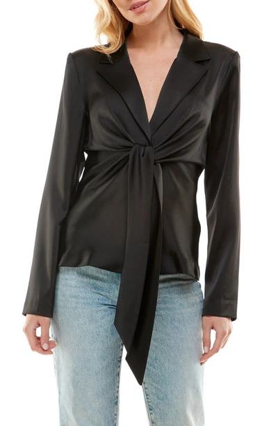Wayf Merci Tie Waist Top In Black
