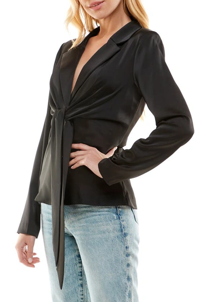 Wayf Merci Tie Waist Top In Black