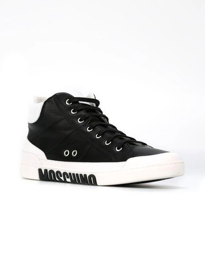 Shop Moschino Logo Hi-top Sneakers