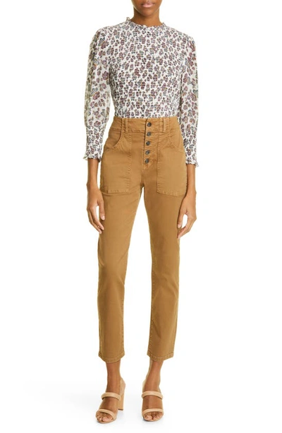Veronica Beard Arya High Waist Crop Straight Leg Jeans In Ochre