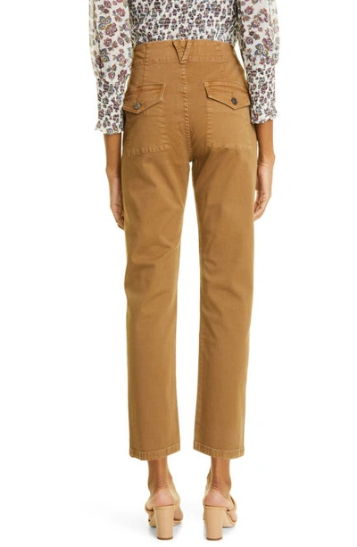 Veronica Beard Arya High Waist Crop Straight Leg Jeans In Ochre