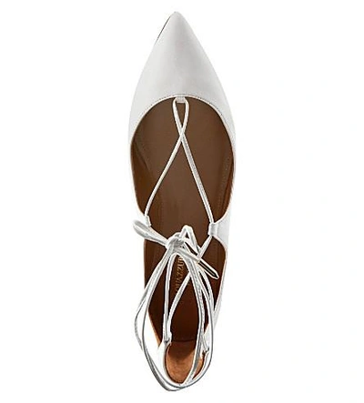 Shop Aquazzura Christy Leather Flats In White