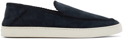 Shop Giorgio Armani Blue Suede Slip-on Sneakers In A561 Blue