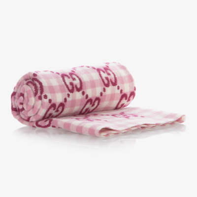 Shop Gucci Pink Gg Wool Blanket (90cm)