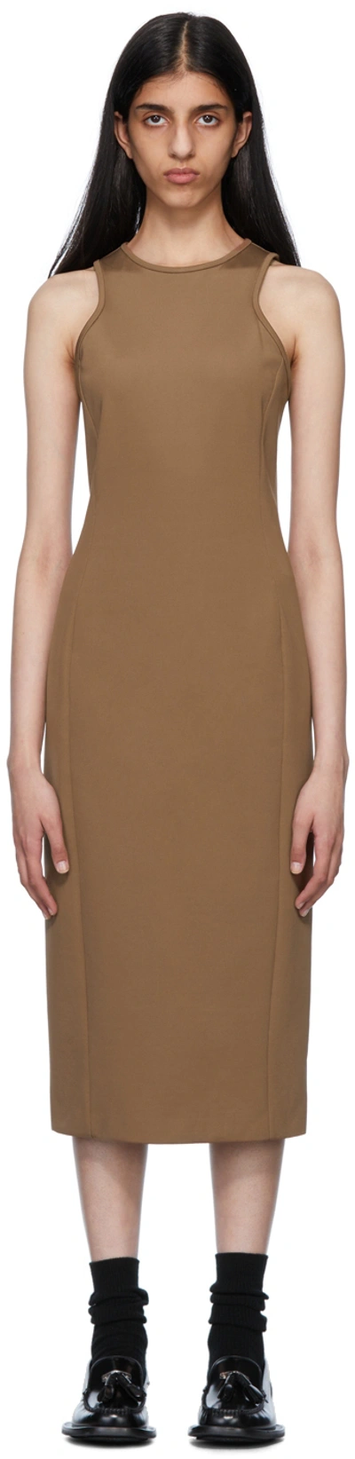 Max Mara Brown Halter Midi Dress In 002 Tobacco
