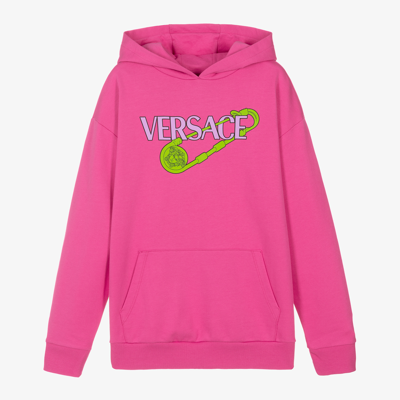 Shop Versace Teen Girls Pink Logo Hoodie