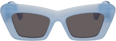 Shop Loewe Blue Cat-eye Sunglasses In 84a Shiny Light Blue