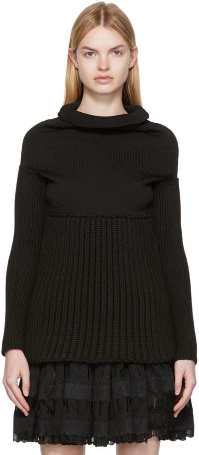 Shop Alaïa Black Off-shoulder Sweater In 995 Noir Alaia