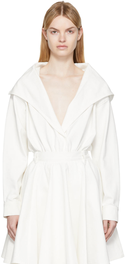 Shop Alaïa White Denim Bodysuit In 000 Blanc