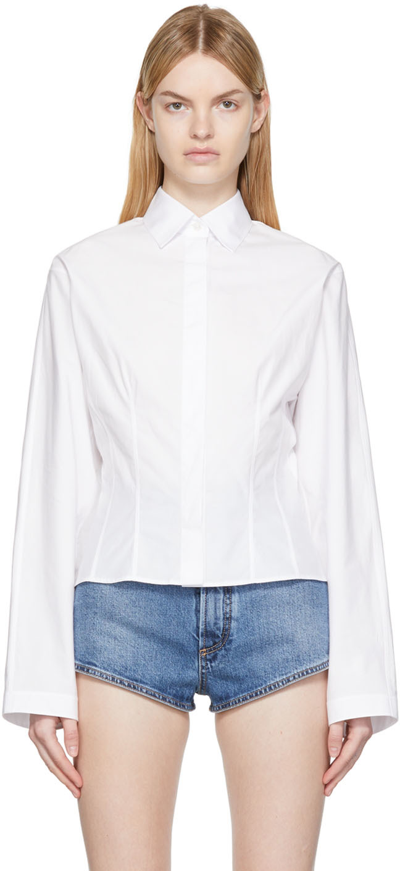 Alaïa Corset Button-down Poplin Shirt In 000 Blanc