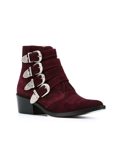 Shop Toga Pulla Western Buckle Ankle Boots - Red