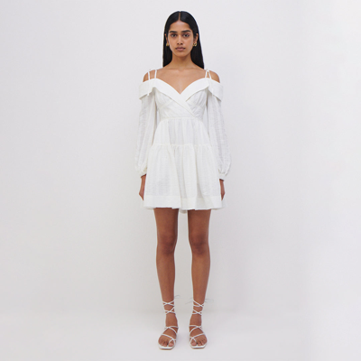 Shop Jonathan Simkhai Bahari Gauze Mini Dress In White