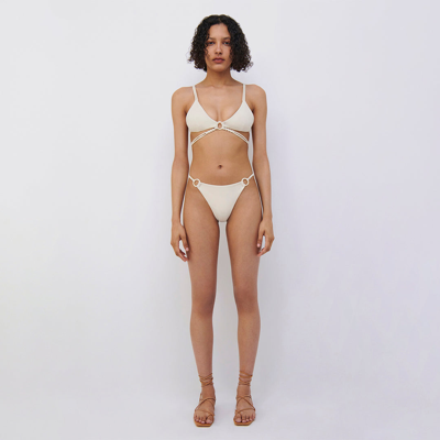 Shop Jonathan Simkhai Athena Macrame Bikini Bottom In Ceramic