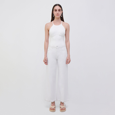 Shop Jonathan Simkhai Elara Ruched Bodysuit In White