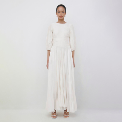 Shop Jonathan Simkhai Ames Pleated Midi Dress In Ivory