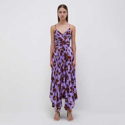 Shop Jonathan Simkhai Portia Midi Dress In Lavender Print