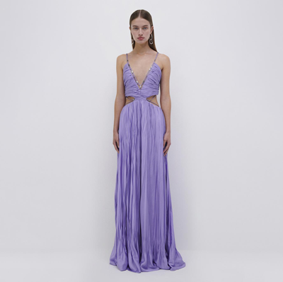 Shop Jonathan Simkhai Marli Pleated Gown In Lavender