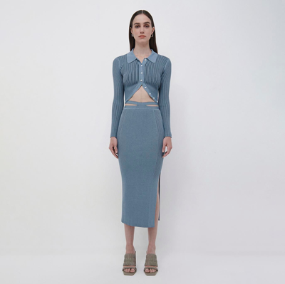 Shop Jonathan Simkhai Orion Midi Skirt In Slate